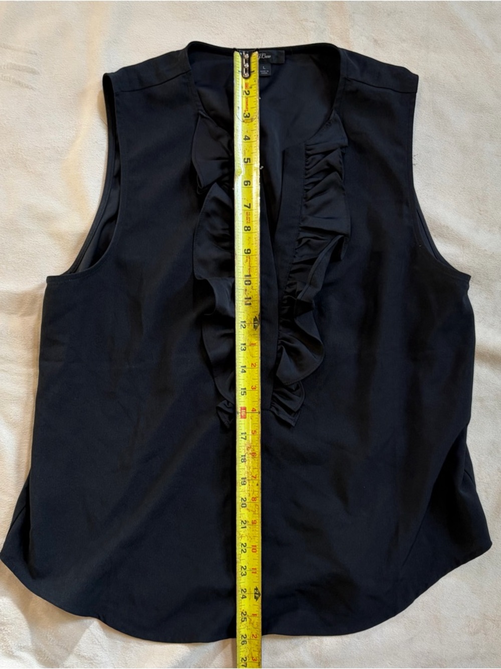 J. Crew Black Sleeveless Ruffle-Front Blouse large - Picture 4 of 5